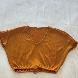 Zara Mustard V-Neck Crop Top